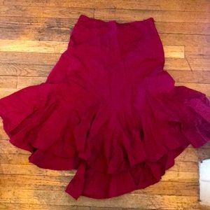 Original Red Asymmetric Ruffles French Skirt